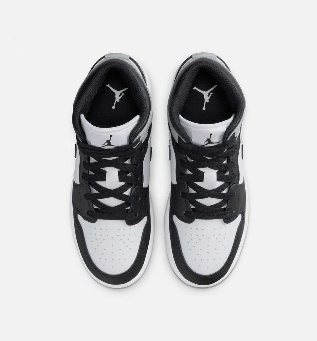 Air Jordan 1 Mid White & Light Smoke Grey Grade School Shoes