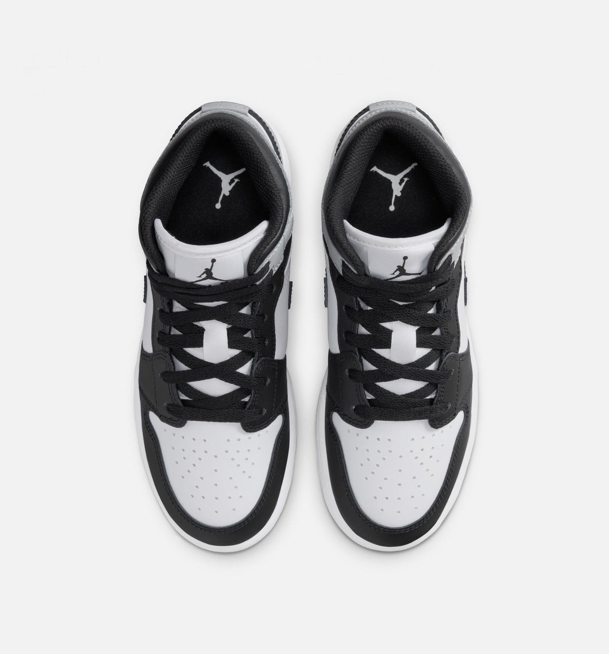 Air Jordan 1 Mid White & Light Smoke Grey Grade School Shoes