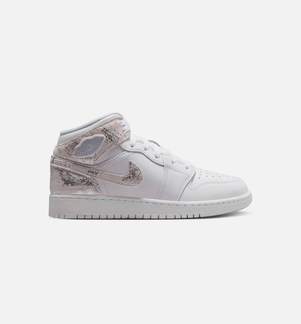 Air Jordan 1 Mid SE “Field Silver” Grade School Shoes