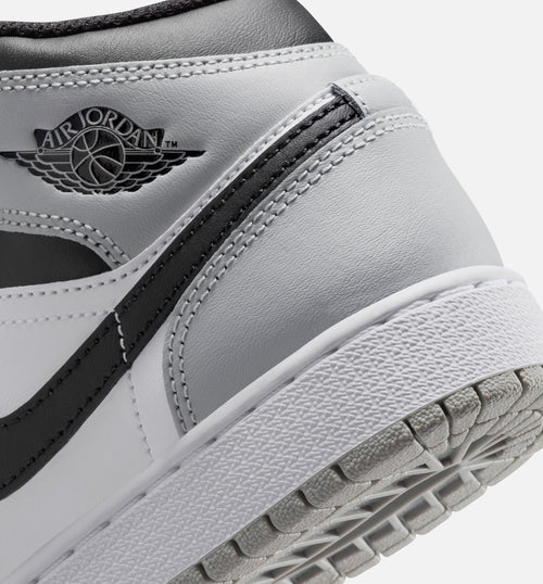 Air Jordan 1 Mid White & Light Smoke Grey Grade School Shoes