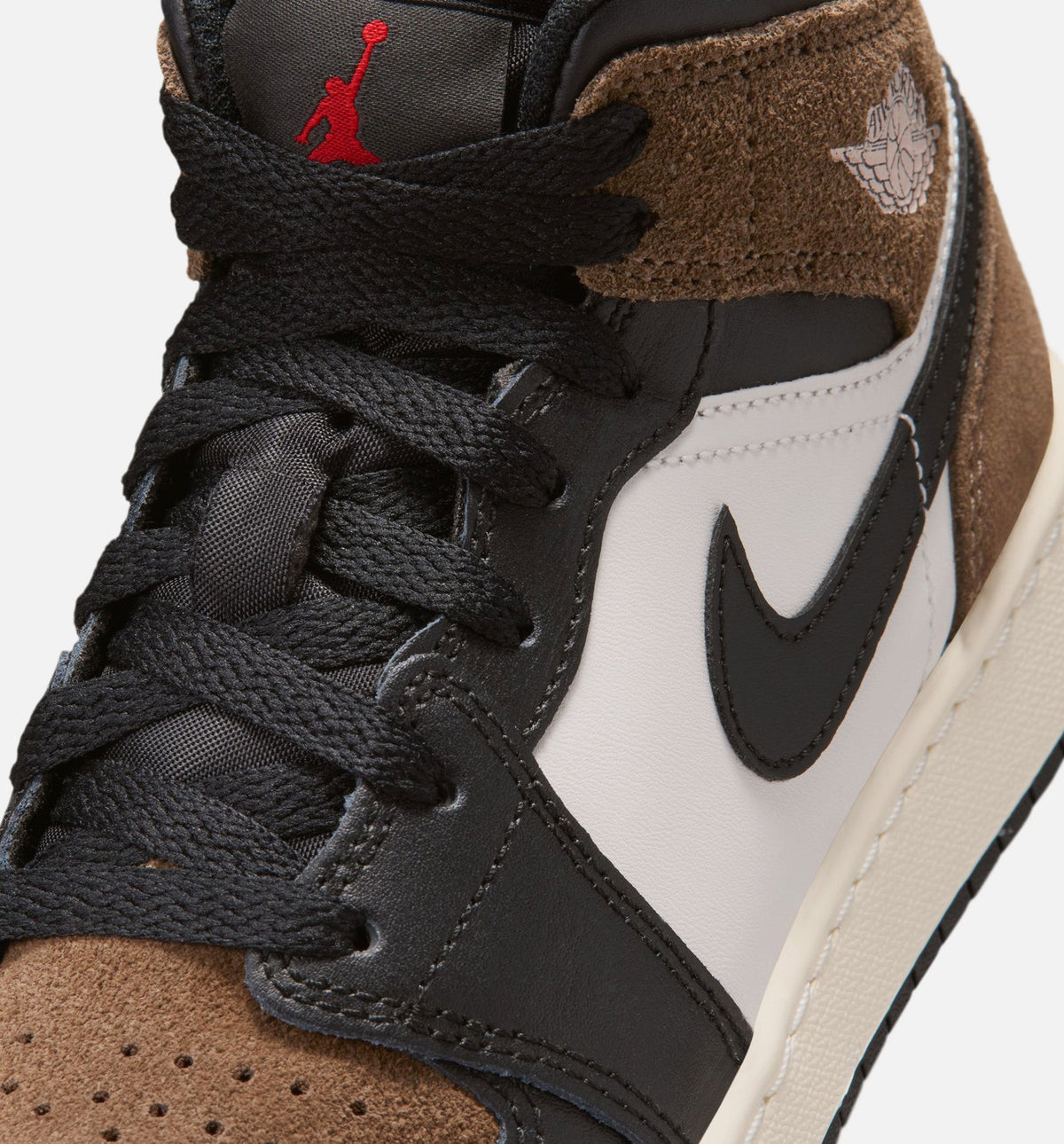 Air Jordan 1 Mid Black & Palomino Grade School Shoes