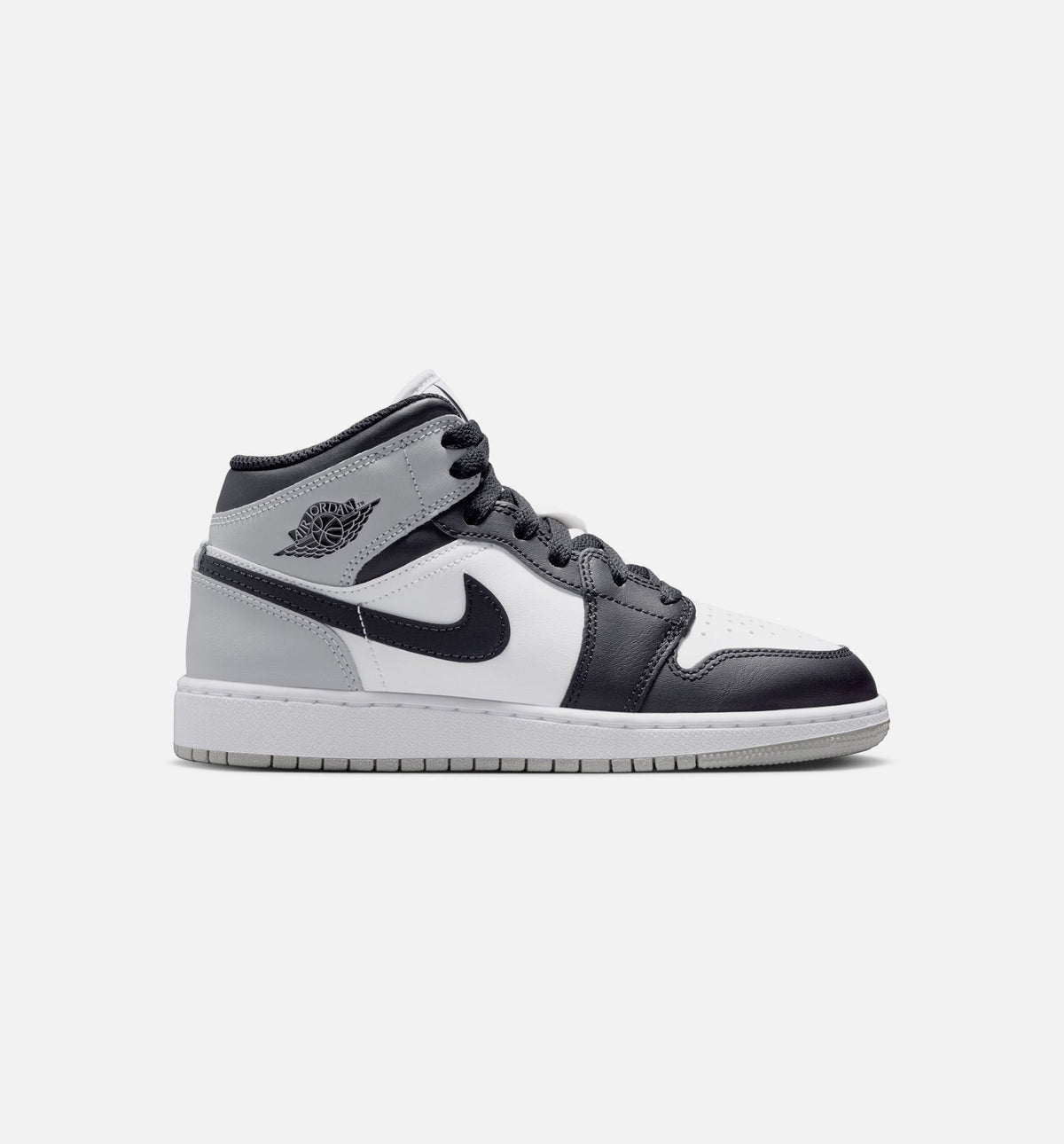 Air Jordan 1 Mid White & Light Smoke Grey Grade School Shoes
