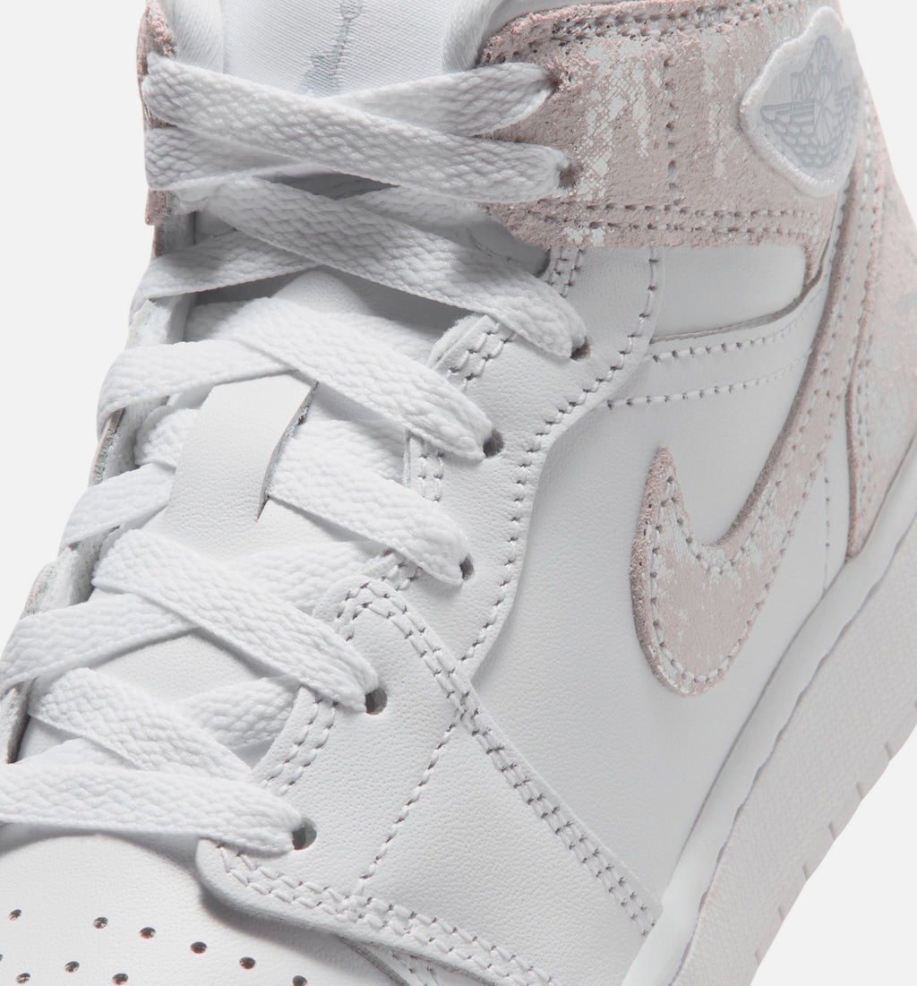 Air Jordan 1 Mid SE “Field Silver” Grade School Shoes