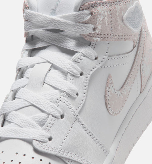 Air Jordan 1 Mid SE “Field Silver” Grade School Shoes