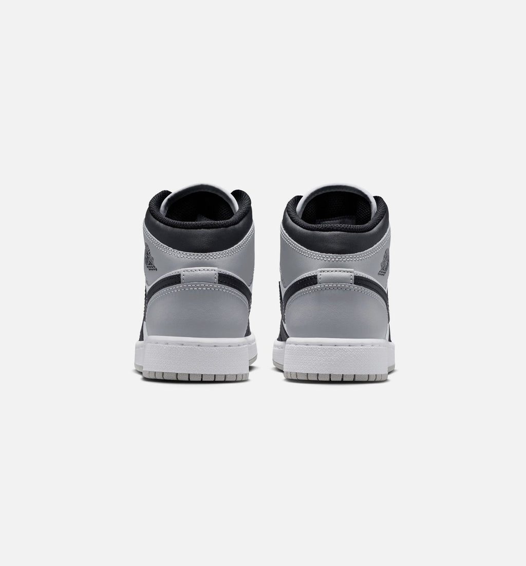 Air Jordan 1 Mid White & Light Smoke Grey Grade School Shoes