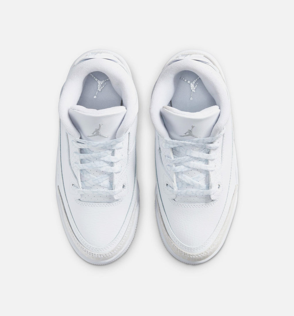 Air Jordan 3 Retro “White & Silver” Preschool Shoes